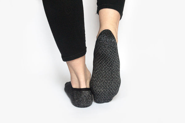 Lace Yoga Socks - Black Silver
