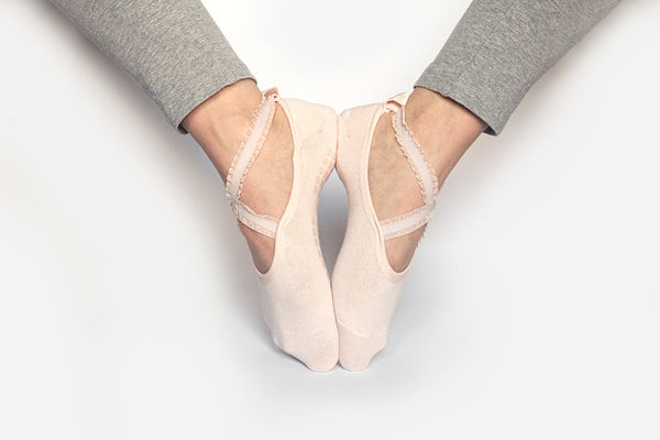 Lace Yoga Socks - Black Silver