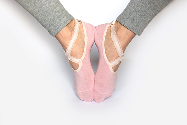 Lace Yoga Socks - Black Silver