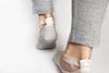 Lace Yoga Socks - Light Gray
