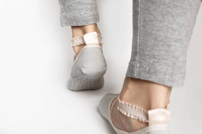Lace Yoga Socks - Light Gray