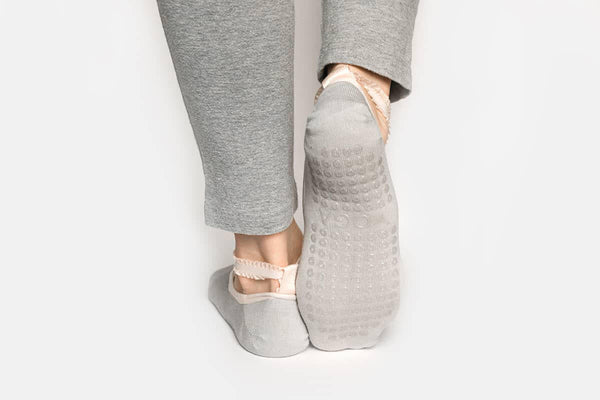 Lace Yoga Socks - Light Gray