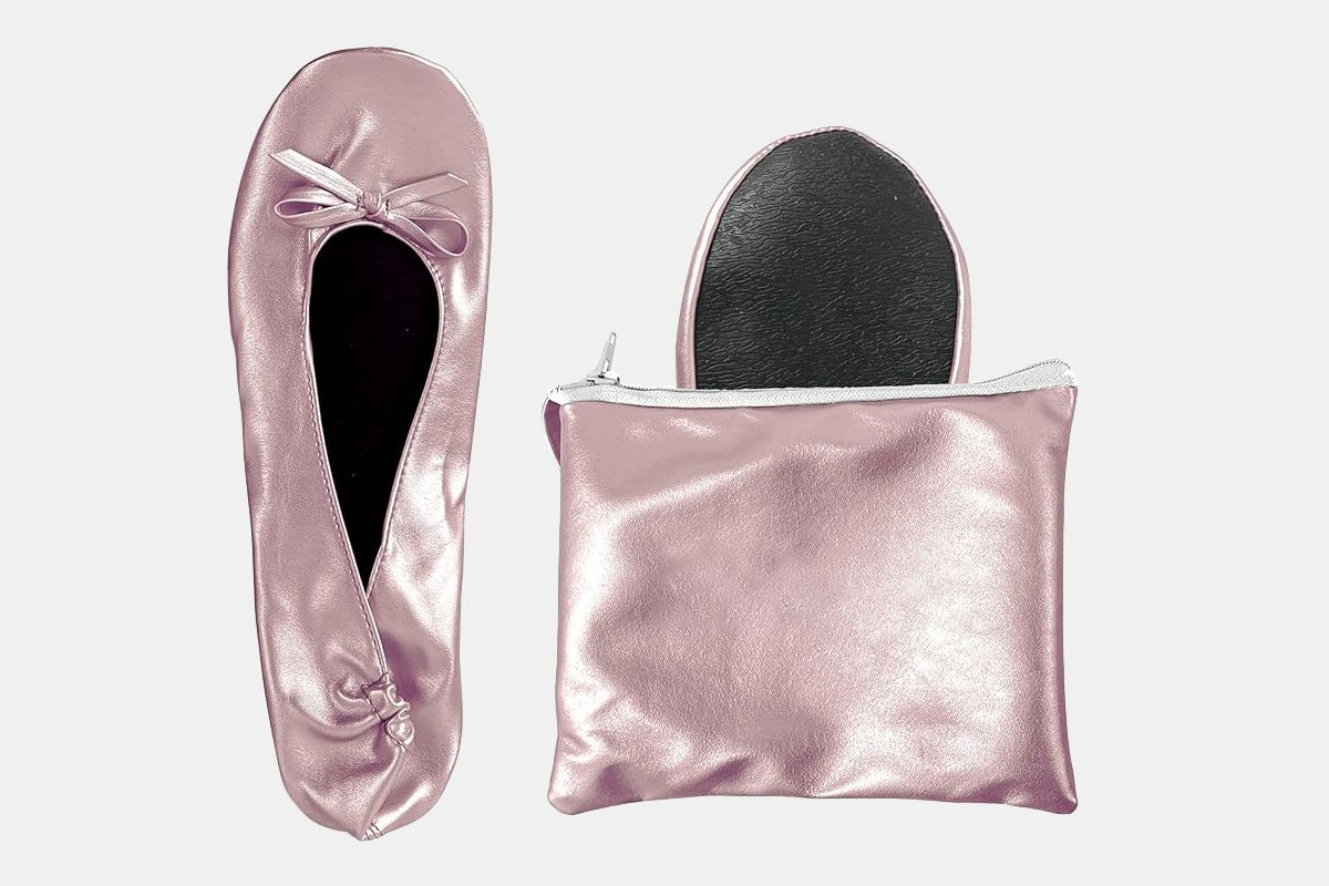 Women's Foldable Flats with Travel Pouch Bag